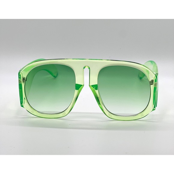 Oversized Square Sunglasses Green Aviator Fashion Stylish Sun Glasses Trendy NEw - Picture 2 of 5